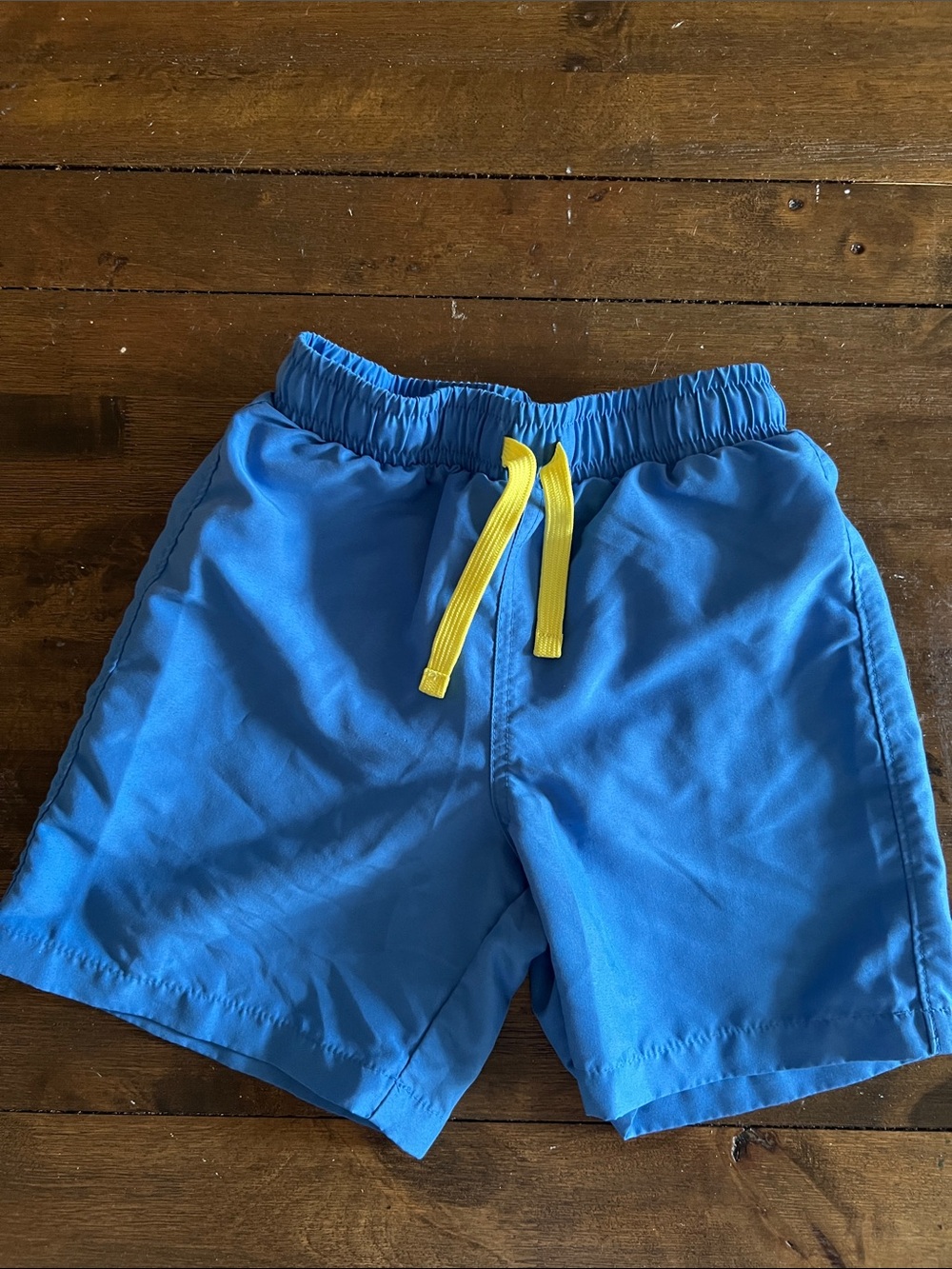 Primary Blue Swim Trunks with Yellow Drawstring